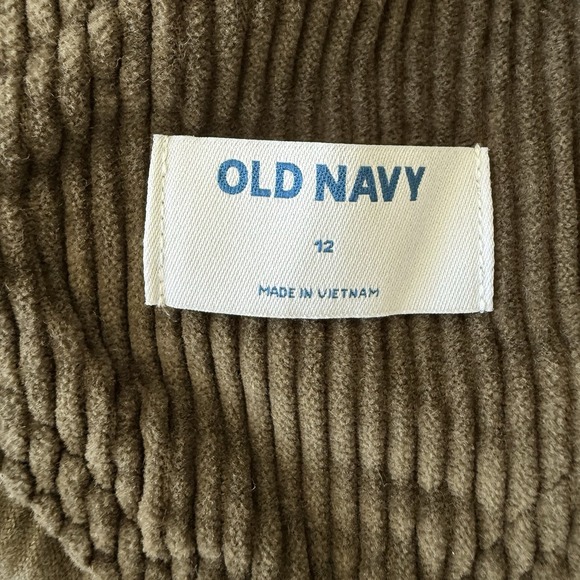 Old Navy corduroy slouchy straight workwear overalls Women 12 Arboretum - Picture 4 of 11